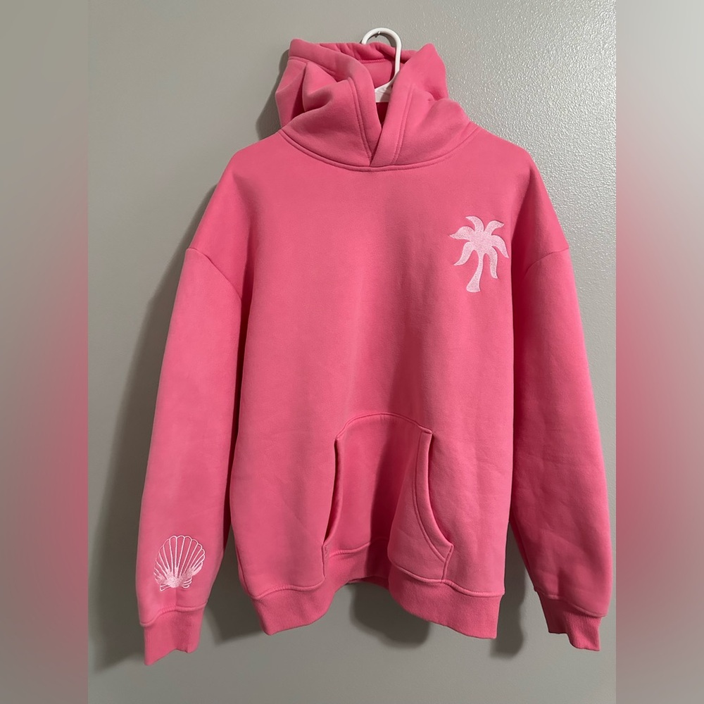 Hawaii hibiscus pink palm puff hoodie